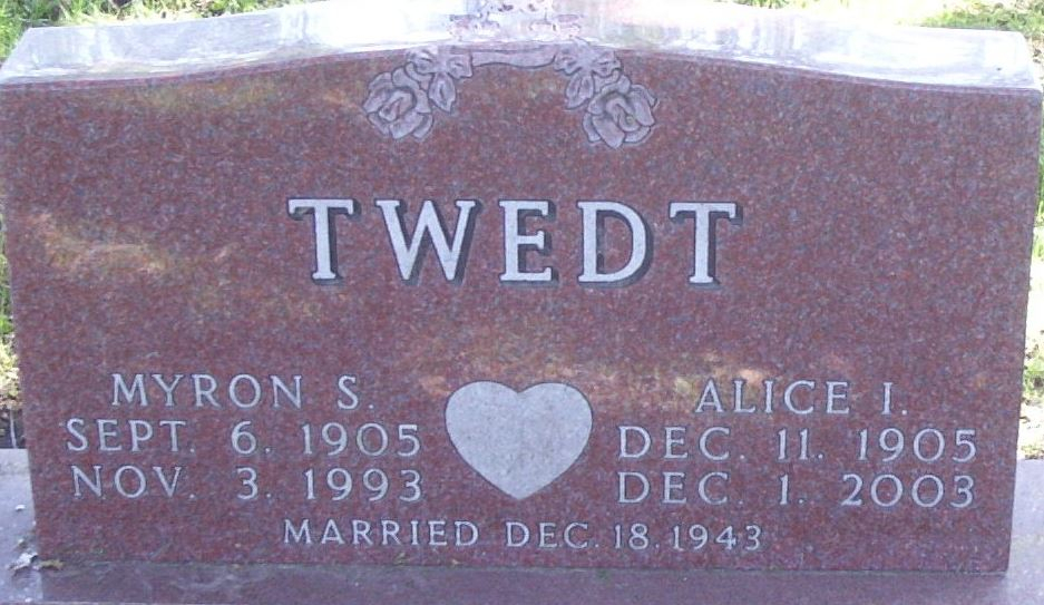 Myron Silas & Alice I. Twedt Headstone