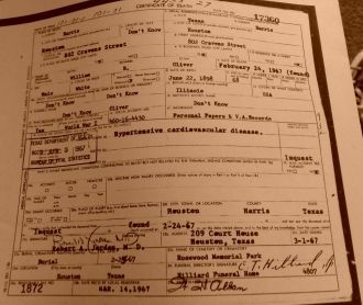 William R. Oliver Death certificate