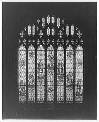 Folger Library interiors. Window of Seven ages of man