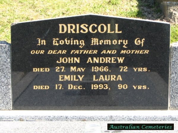 John Driscoll and Emily Laura Humphrey Grave
