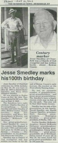 Jesse Emmett Smedley Turns 100