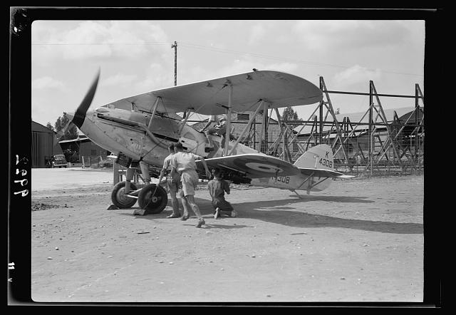 R.A.F. activities. Stand by plane starting off [Ramleh...