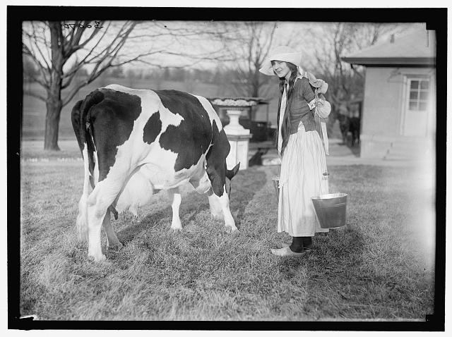 ECKLES, VIRGINIA. IN DUTCH DAIRY-MAID COSTUME, WITH COW
