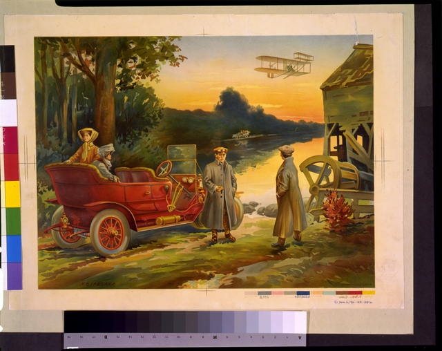 [Two women in automobile, with two men standing...