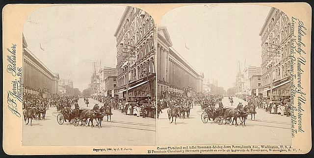 Grover Cleveland and Adlai Stevenson driving down...