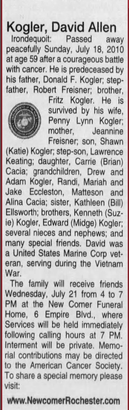 David Allen Kogler Obituary