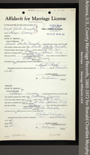 Ronald Charles Murphy Jr.--Arizona, U.S., County Marriage Records, 1865-1972(1959)