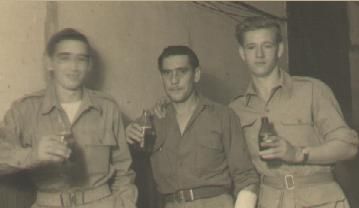 Three Army Buddies enjoying a beer