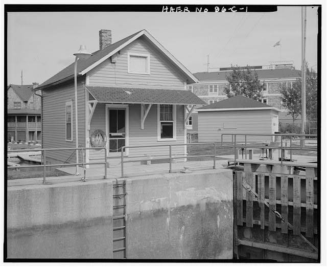 1. VIEW NORTHEAST, Garage in background, lock shelter in...