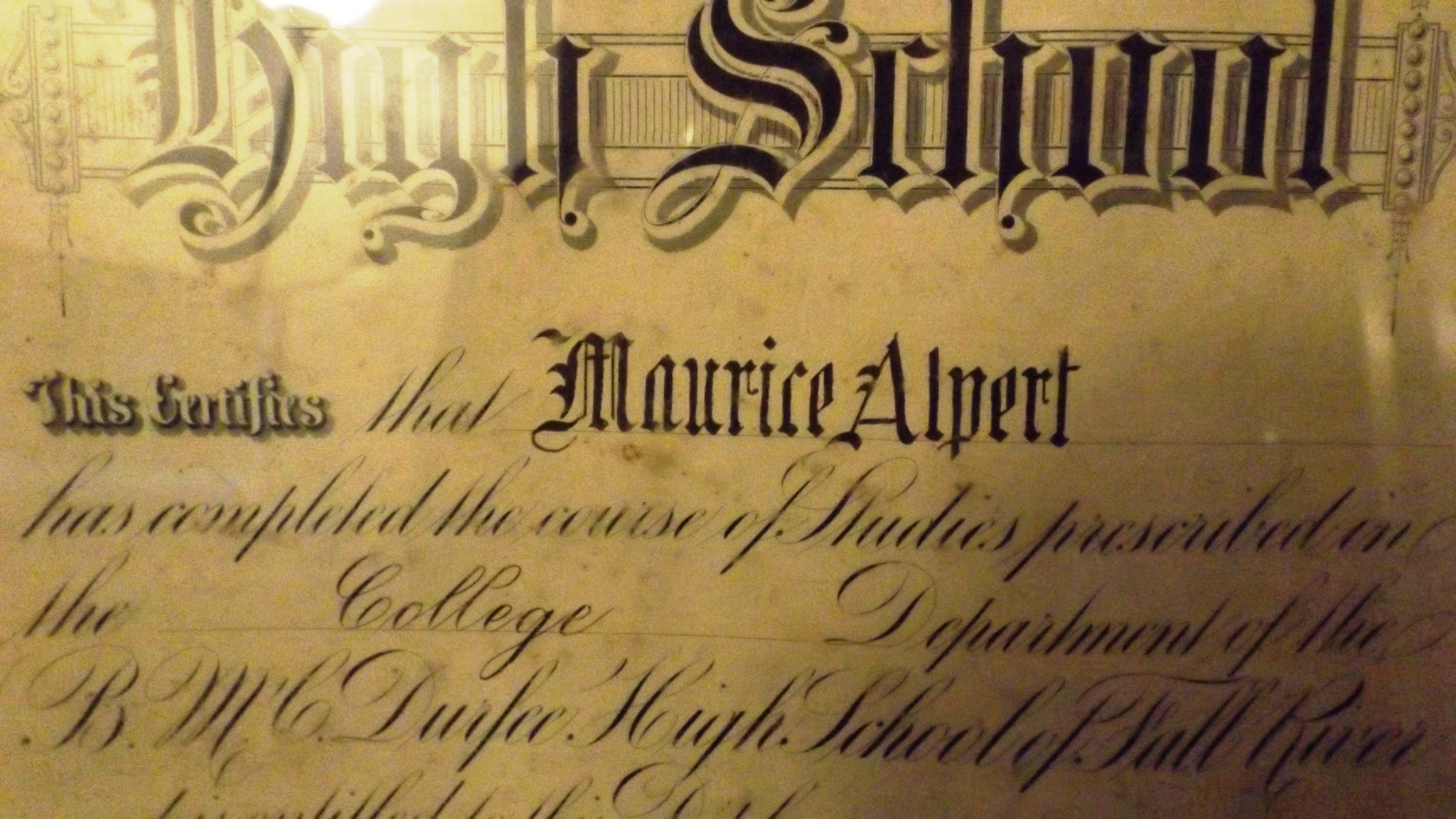 Maurice Alpert diploma