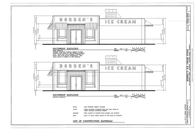 Southwest Elevation - Borden's Ice Cream Store, 1103...