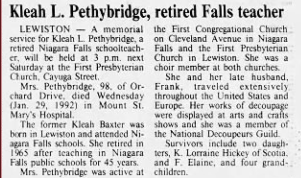 Kleah L. Pethybridge, retired Falls teacher