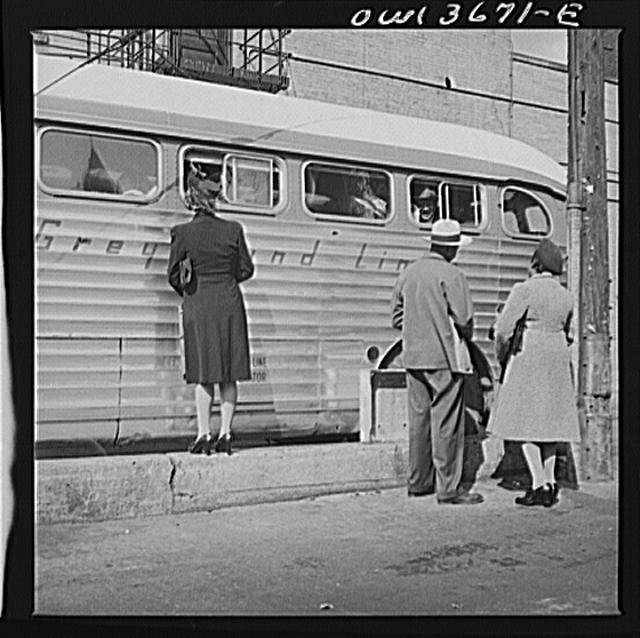 Chicago, Illinois. People saying goodbye at the Greyhound...
