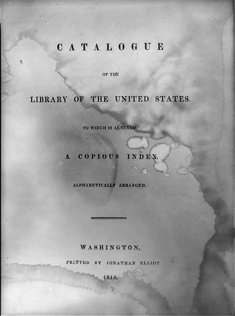 [Title page for the Catalogue of the Library of the...
