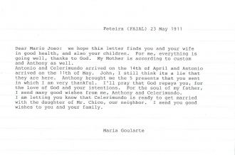 Maria Goularte letter