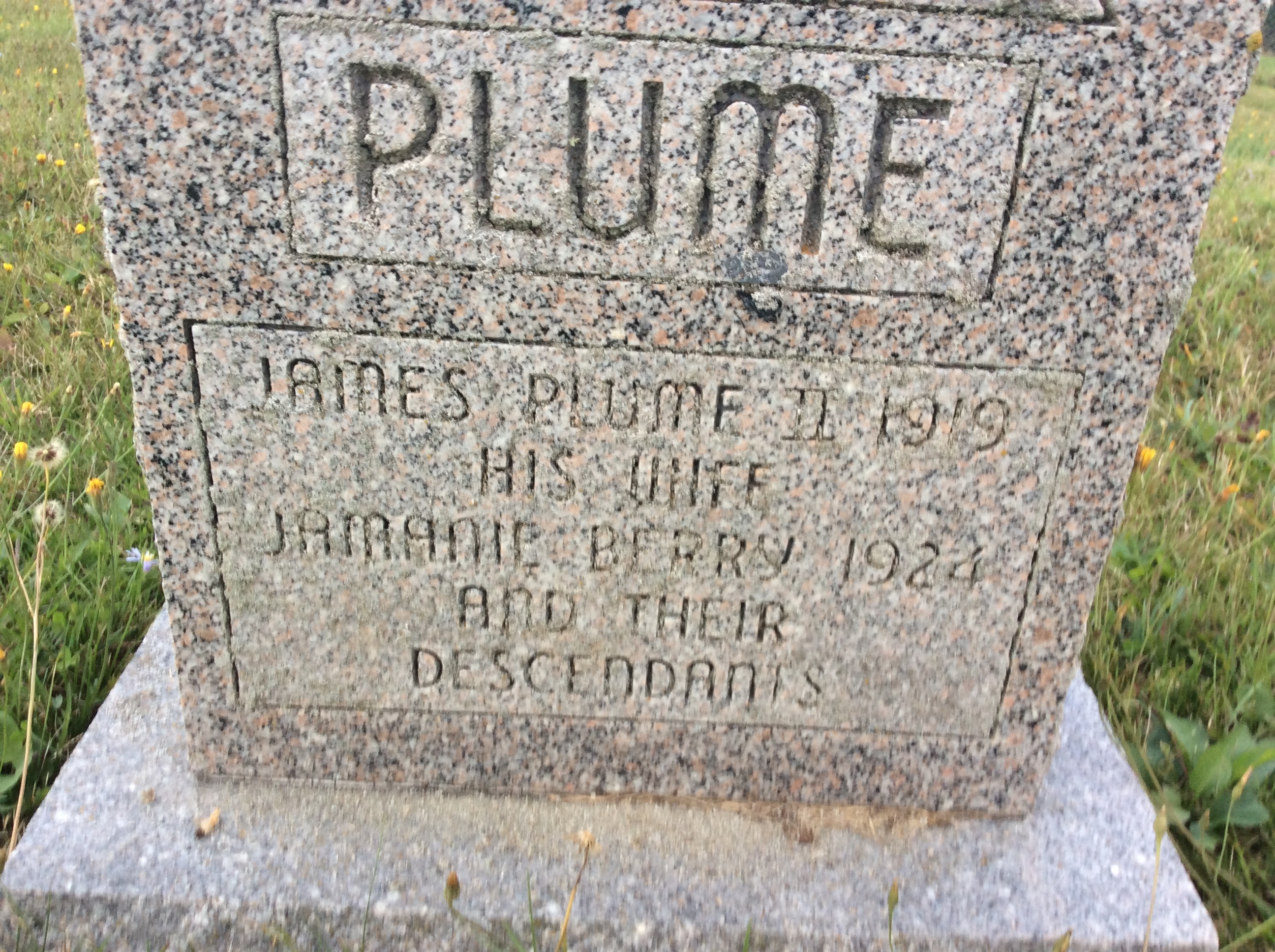James II and Jamanie (Berry) Plume gravesite