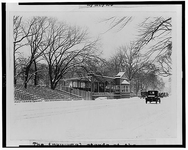 The inaugural stands at the White House, not a pleasant...