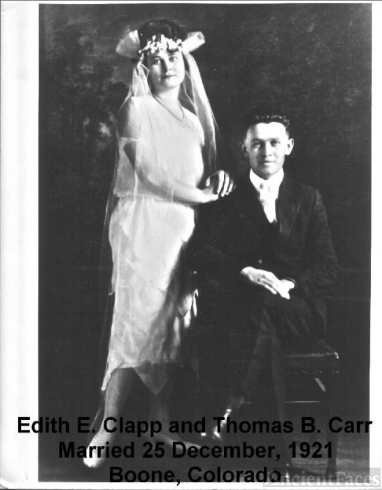 Thomas B. Carr And Edith E. Clapp Wedding Day