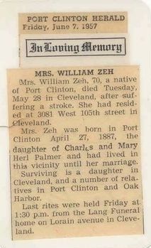 Mrs William Zeh In Loving Memory