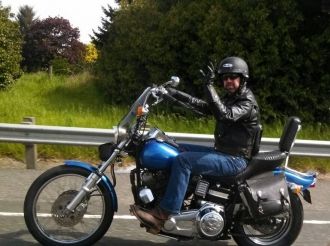 Carl riding his beloved Harley