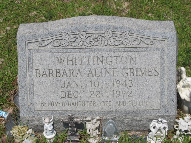 Barbara Aline (Grimes) Whittington gravsite