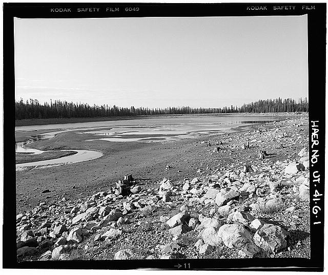 1. OVERALL VIEW OF LAKE AND INLET, LOOKING SOUTH - High...