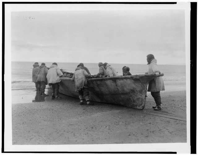 Launching the whale boat--Cape Prince of Wales