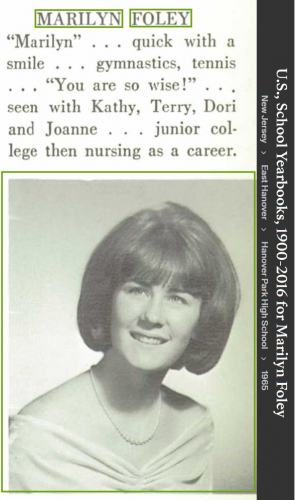 Marilyn Foley-Caruso--U.S., School Yearbooks, 1900-2016(1965)