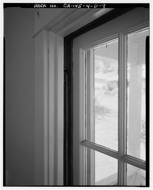 9. INTERIOR LIVING ROOM DETAIL OF ONE OF TWO NARROW...