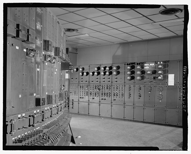 38. TURBINE HALL, CONTROL ROOM, LOOKING SOUTHWEST -...