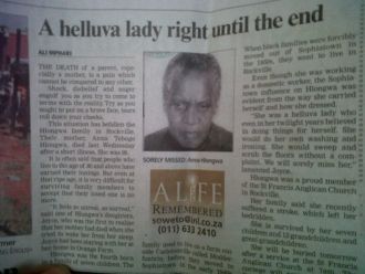 Mrs Anna Teboho Molebatsi Hlongwa