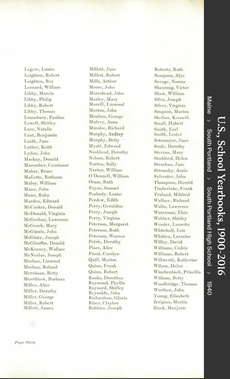 Virginia Ann (McDonald) Kandola --U.S., School Yearbooks, 1900-2016(1940)