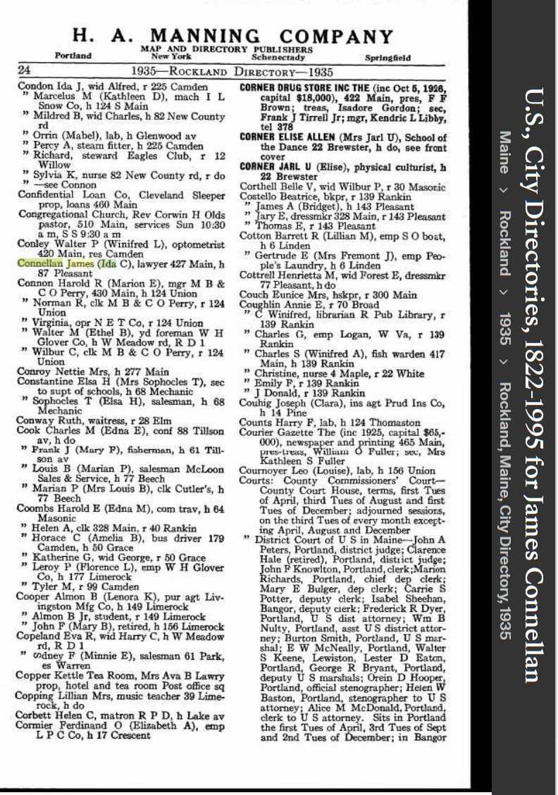 James J Connellan--U.S., City Directories, 1822-1995(1935)a