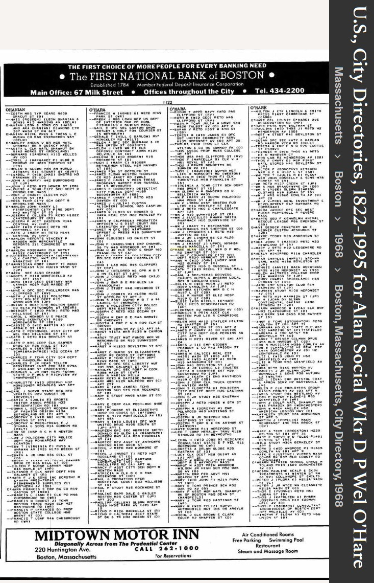 Allan C O'Hare --U.S., City Directories, 1822-1995(1968)
