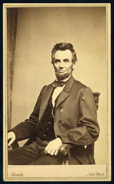 Abraham Lincoln, U.S. President. Seated portrait, facing...
