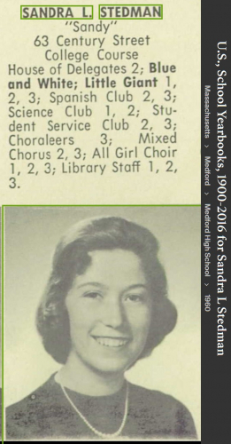 Sandra Lee (Stedman) Belmont --U.S., School Yearbooks, 1900-2016(1960)