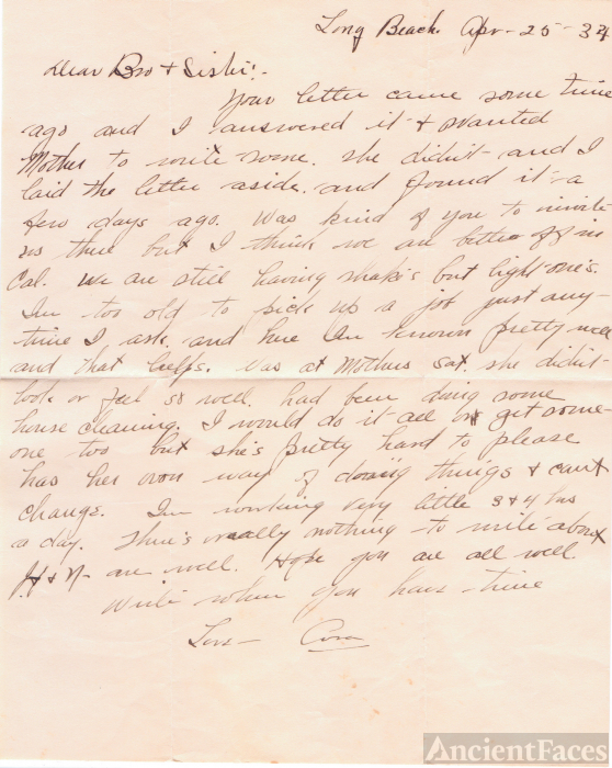 Cora Evans letter