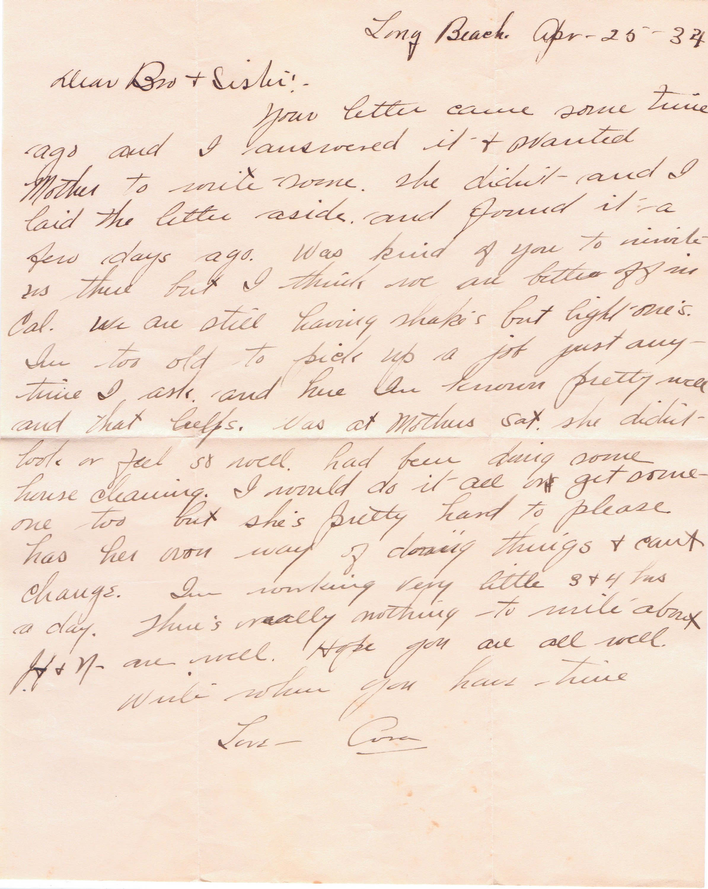 Cora Evans letter