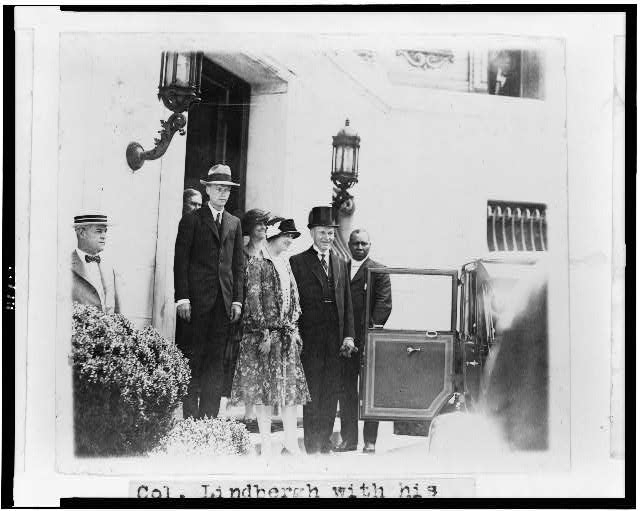 Col. Linbergh[sic] with his mother and President and Mrs....