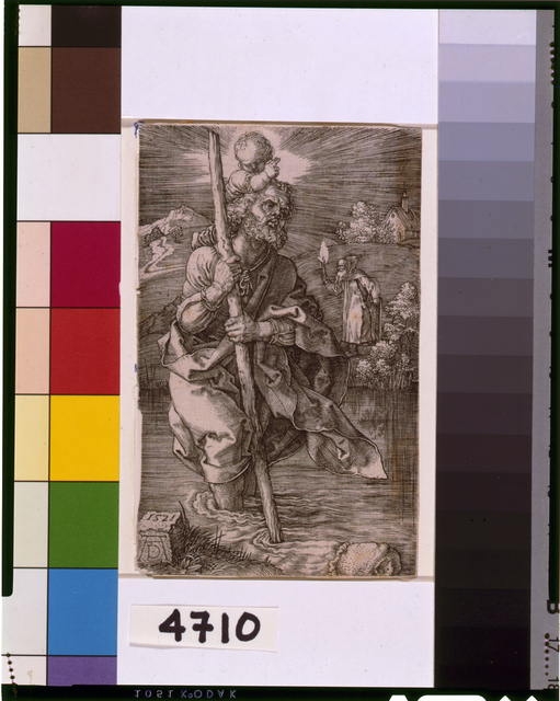 [St. Christopher, facing right] / AD [monogram].
