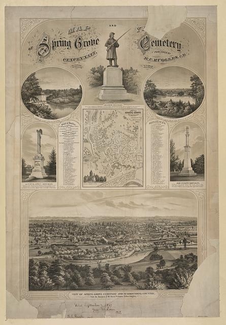 Map and v[iew] of Spring Grove Cemetery