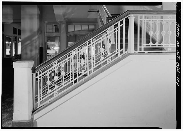 103. DETAIL OF THE HANDRAIL AND NEWEL POST OF THE MAIN...