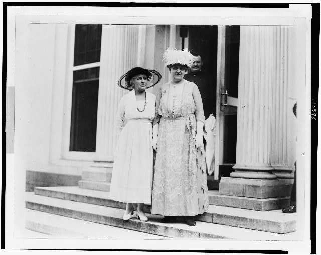 [Mrs. Helen Gardener and Mrs. Carrie Chapman Catt leaving...