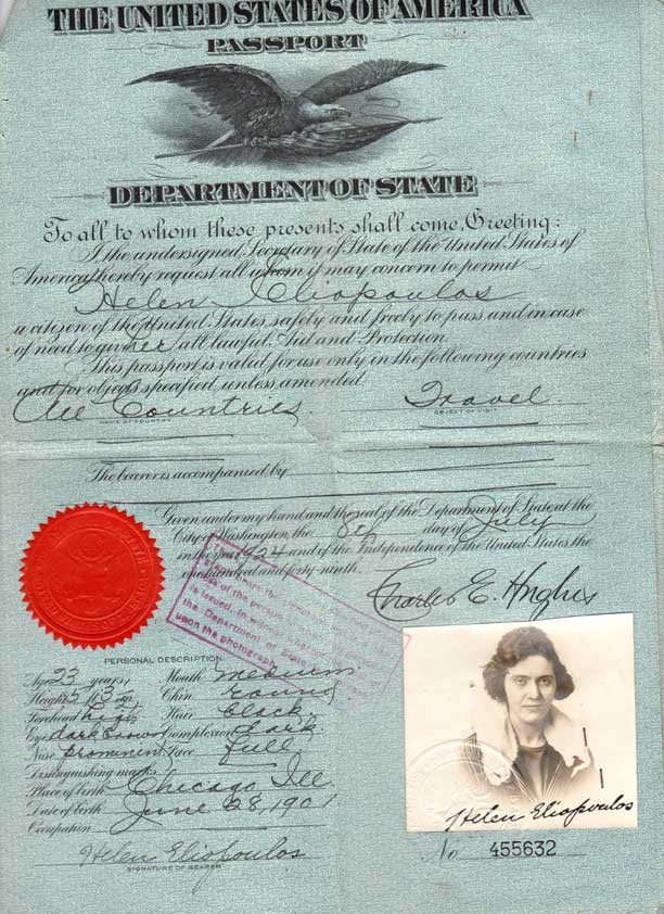 Helen Copulos Ellison's Passport