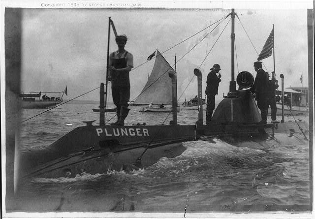 [Submarine Plunger partially submerged, with four members...
