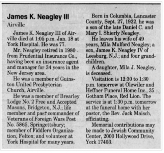 James K Neagley III