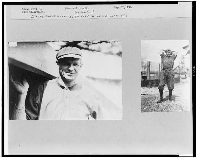 [Two photographs of Otto C. Hess, Boston NL, one a...
