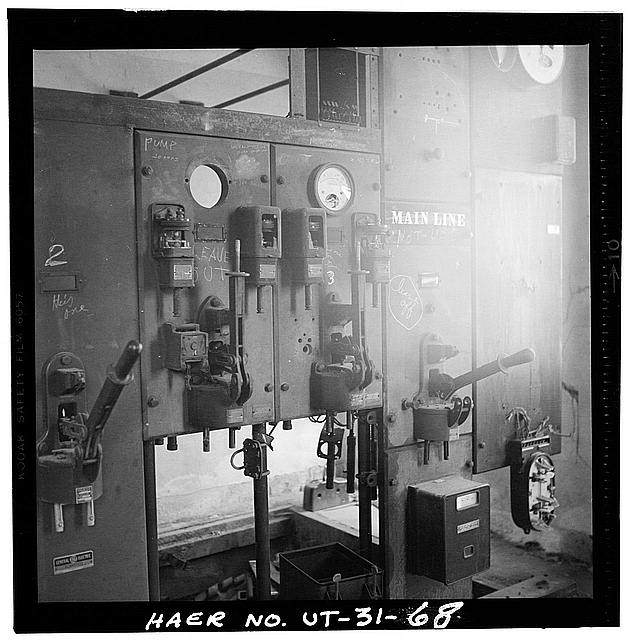 68. SWITCH PANEL IN SWITCH CABIN, INTERIOR DETAIL -...