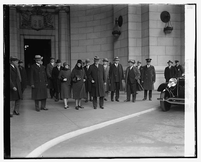 Hoover arriving at station, [2/19/29]