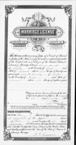 Mary (Elwell) and George Landis Marriage License
